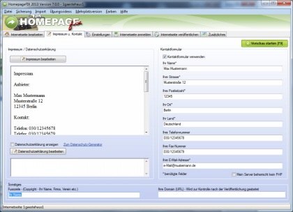 Homepage erstellen